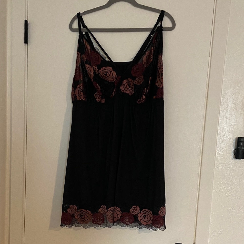Plus Black Teddy with Pink Floral Design